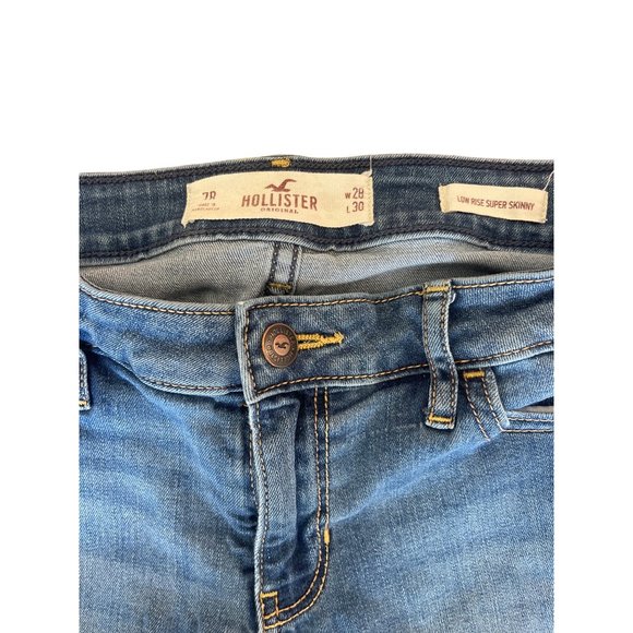 Hollister Women's Low Rise Super Skinny Distressed Ripped Jeans Size 7R - Picture 4 of 8